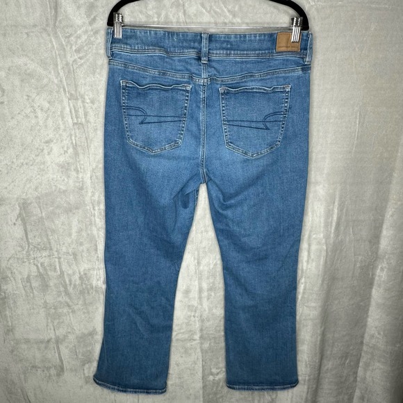 American Eagle Jeans Womens 14 Short Blue Kick Boot Denim Casual Mid Rise - Picture 5 of 14